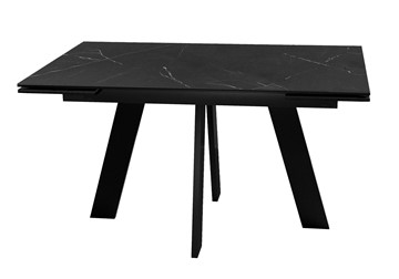 Обеденный раздвижной стол DikLine SKM140 Керамика Черный мрамор/подстолье черное/опоры черные (2 уп.) в Когалыме - предосмотр 5