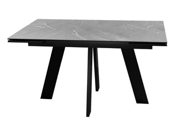 Кухонный стол раскладной DikLine SKM140 Керамика серый мрамор/подстолье черное/опоры черные (2 уп.) в Лангепасе - предосмотр 1