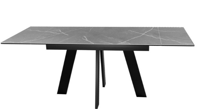 Кухонный стол раскладной DikLine SKM140 Керамика серый мрамор/подстолье черное/опоры черные (2 уп.) в Когалыме - изображение 2