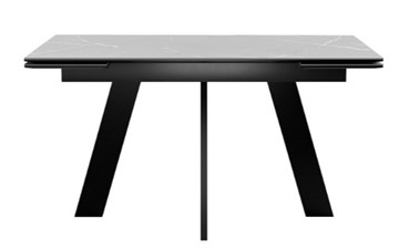 Кухонный стол раскладной DikLine SKM140 Керамика серый мрамор/подстолье черное/опоры черные (2 уп.) в Лангепасе - предосмотр 3
