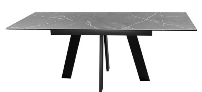 Кухонный стол раскладной DikLine SKM140 Керамика серый мрамор/подстолье черное/опоры черные (2 уп.) в Советском - изображение 4