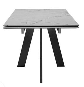Кухонный стол раскладной DikLine SKM140 Керамика серый мрамор/подстолье черное/опоры черные (2 уп.) в Советском - предосмотр 5