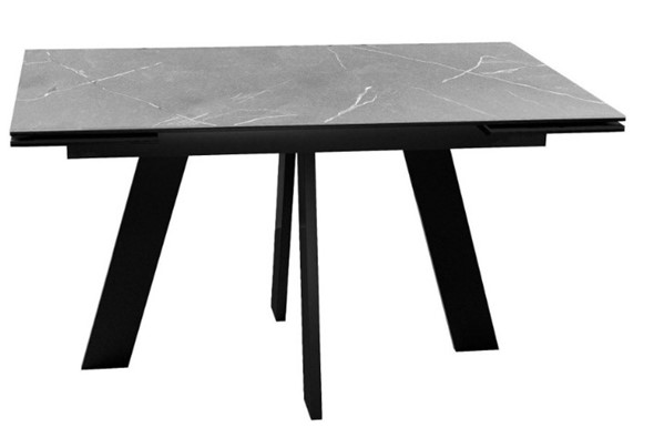 Кухонный стол раскладной DikLine SKM140 Керамика серый мрамор/подстолье черное/опоры черные (2 уп.) в Когалыме - изображение