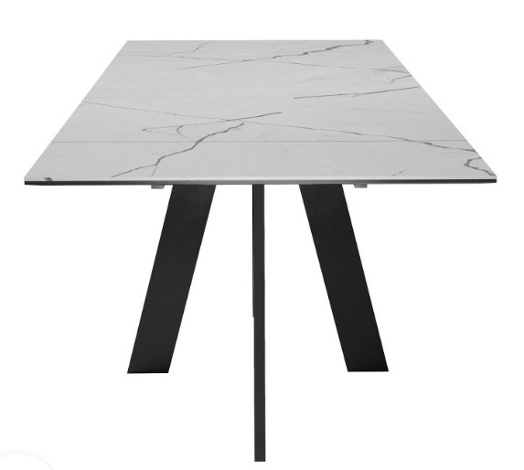 Кухонный стол раскладной DikLine SKM140 Керамика серый мрамор/подстолье черное/опоры черные (2 уп.) в Югорске - изображение 6