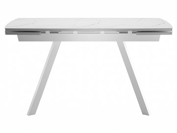 Кухонный стол раскладной Dikline US120 Стекло мрамор белый сатин/ножки белые в Урае - предосмотр 1