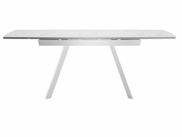 Кухонный стол раскладной Dikline US120 Стекло мрамор белый сатин/ножки белые в Урае - предосмотр 3