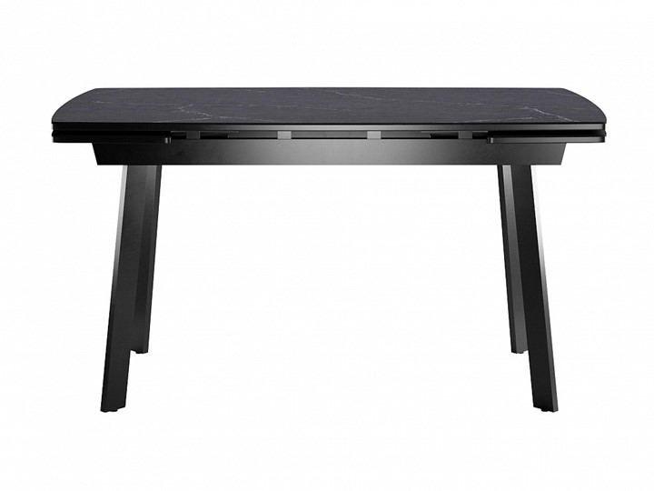 Кухонный стол раздвижной Dikline US140 Стекло мрамор черный сатин/ножки черные в Урае - изображение 1