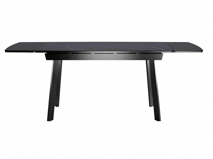 Кухонный стол раздвижной Dikline US140 Стекло мрамор черный сатин/ножки черные в Лангепасе - изображение 3