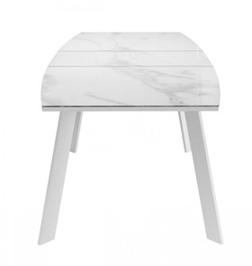 Кухонный стол раскладной Dikline XLS160 мрамор белый глянец/ножки белые в Урае - предосмотр 3