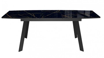 Кухонный раскладной стол Dikline XLS160 мрамор черный глянец/ножки черные в Урае - предосмотр 1