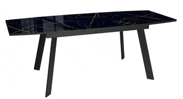 Кухонный раскладной стол Dikline XLS160 мрамор черный глянец/ножки черные в Урае - предосмотр 3