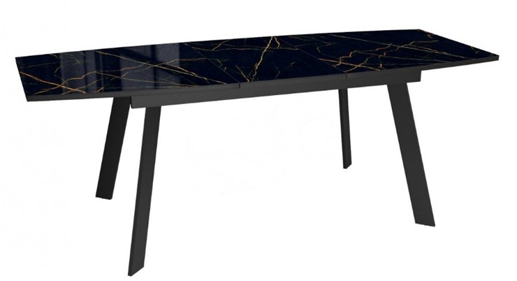 Кухонный раскладной стол Dikline XLS160 мрамор черный глянец/ножки черные в Урае - изображение 3