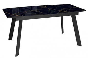 Кухонный раскладной стол Dikline XLS160 мрамор черный глянец/ножки черные в Урае
