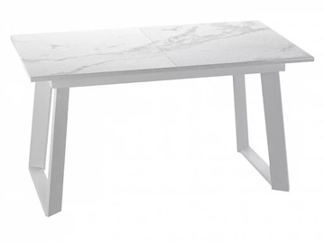 Кухонный стол раздвижной Dikline ZLS140 Мрамор белый глянец/ножки белые в Нижневартовске