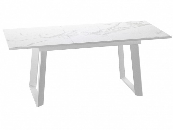 Кухонный стол раздвижной Dikline ZLS140 Мрамор белый глянец/ножки белые в Урае - изображение 1