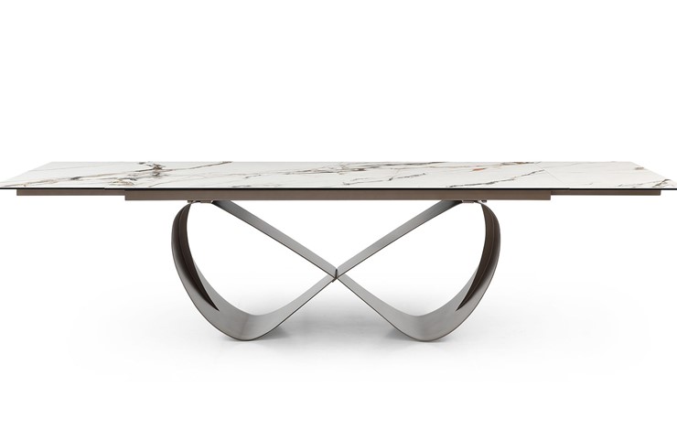Кухонный стол раздвижной DT9305CI (200-300) белый керамика KL-188/золотая пудра в Нижневартовске - изображение 1