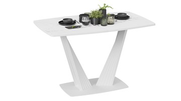 Кухонный раздвижной стол Фабио тип 1 (Белый матовый, Стекло матовое белый мрамор) в Нижневартовске
