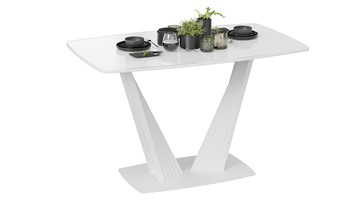 Кухонный раздвижной стол Фабио тип 1 (Белый матовый, Стекло глянцевое белое) в Лангепасе