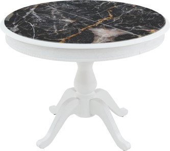 Кухонный стол раскладной Фабрицио-1 Glass, Круг 1000, фотопечать (Мрамор 10) в Пыть-Яхе