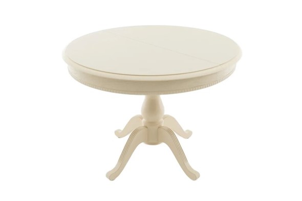 Кухонный раскладной стол Фабрицио-1 Glass Круг 820, (Тон 10 - Слоновая кость + Молочное) в Урае - изображение