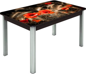 Кухонный стол раскладной Гамбург исп. Мини, ноги метал. крашеные №23, Фотопечать (Цветы №38) в Лангепасе