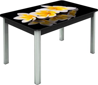 Кухонный стол раскладной Гамбург исп.2 ноги метал. крашеные №23, Фотопечать (Цветы №11) в Югорске