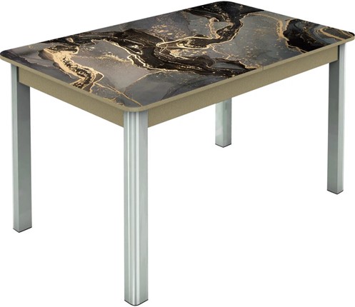 Кухонный раздвижной стол Гамбург исп.2 ноги метал. крашеные №23, Фотопечать (Мрамор №22) в Когалыме - изображение