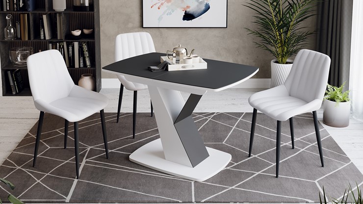 Кухонный стол раскладной Гарда тип 1, цвет Белый/Стекло матовое черный графит в Лангепасе - изображение 2