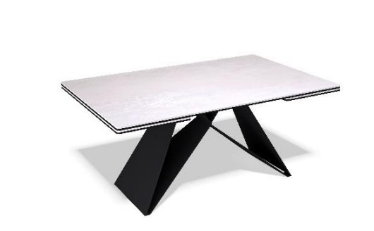 Кухонный раздвижной стол KB1400, черный/керамика белая в Нижневартовске - изображение