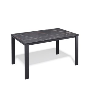 Обеденный раздвижной стол Kenner LL1200 черный/стекло камень черный глянец в Нижневартовске