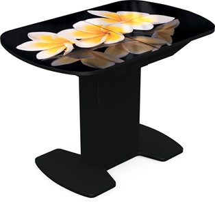 Кухонный раскладной стол Корсика исп. 1 Фотопечать (Цветы №11) 1100(1415)*700 в Сургуте
