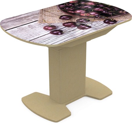 Кухонный стол раздвижной Корсика исп. 1 Фотопечать (Фрукты №29) 1100(1415)*700 в Лангепасе - изображение