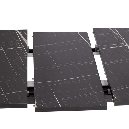 Кухонный стол раскладной MALTIDO ЛДСП/HPL/металл, 130/160x75x75 Мрамор чёрный/чёрный арт.20627 в Лангепасе - изображение 8