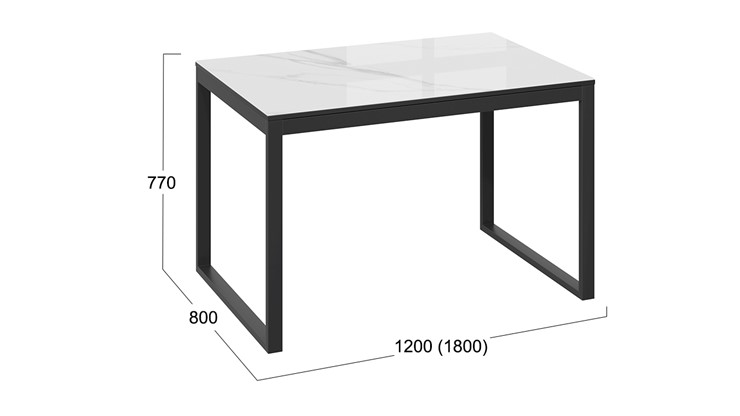 Кухонный стол раздвижной Маркус Тип 1 (Черный муар, Стекло белый мрамор) в Советском - изображение 4
