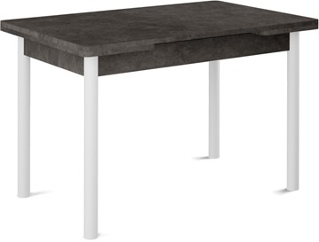 Кухонный стол раздвижной Милан-1 EVO, ноги металлические белые, серый камень в Пыть-Яхе