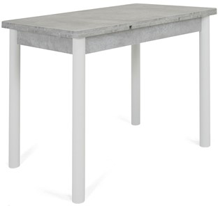 Раздвижной стол Милан-1 EVO, ноги металлические белые, светлый цемент в Югорске - предосмотр