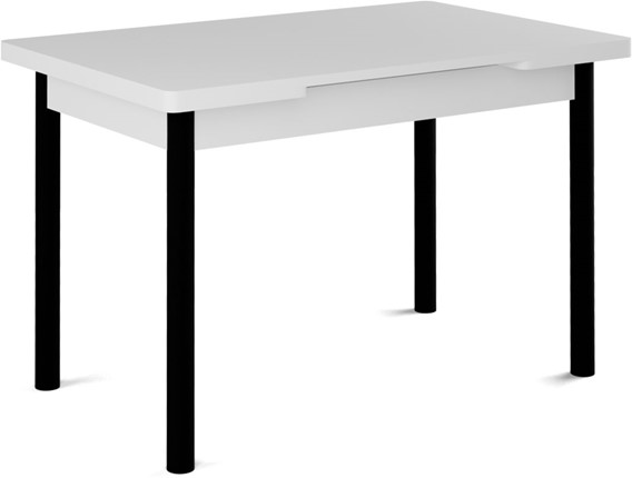 Кухонный раздвижной стол Милан-1 EVO, ноги металлические черные, белый цемент в Лангепасе - изображение