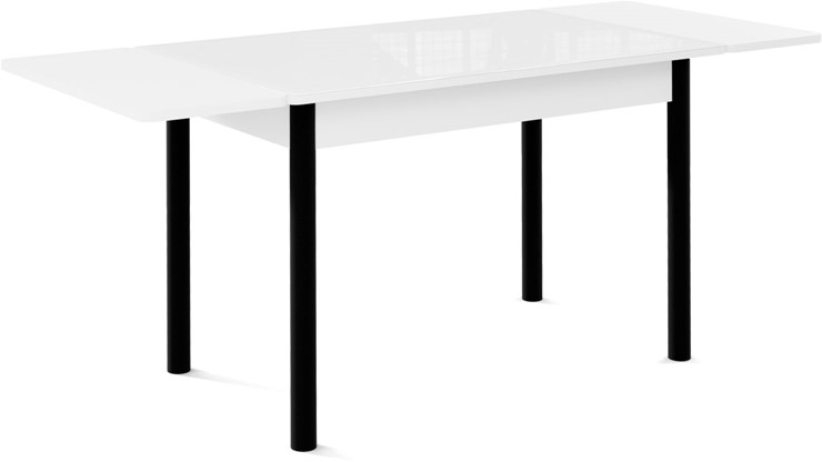 Кухонный раскладной стол Милан-1 EVO, ноги металлические черные, стекло белое/серый в Сургуте - изображение 1