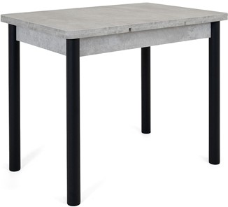 Кухонный раскладной стол Милан-1 EVO, ноги металлические черные, светлый цемент в Радужном