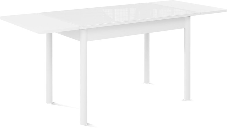 Раздвижной стол Милан-мини EVO (ноги металлические белые, стекло белое/белый) в Когалыме - изображение 1