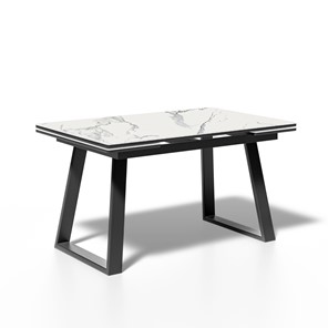 Обеденный раздвижной стол ML1400 (черный/керамика мрамор белый) в Лангепасе