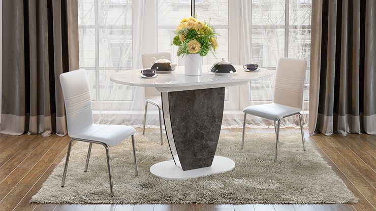 Кухонный стол раскладной Монреаль тип 1 (Белый глянец/Моод темный) в Лангепасе - изображение 2