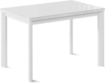 Кухонный стол раскладной Нагано-1G (ноги металлические белые, стекло cristal/белый цемент) в Сургуте