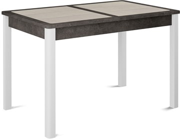 Раздвижной стол Ницца-1 ПЛ (ноги белые, плитка бежевая/серый камень) в Нягани