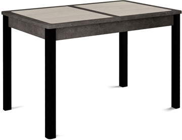 Кухонный раскладной стол Ницца-2 ПЛ (ноги черные, плитка бежевая/серый камень) в Лангепасе