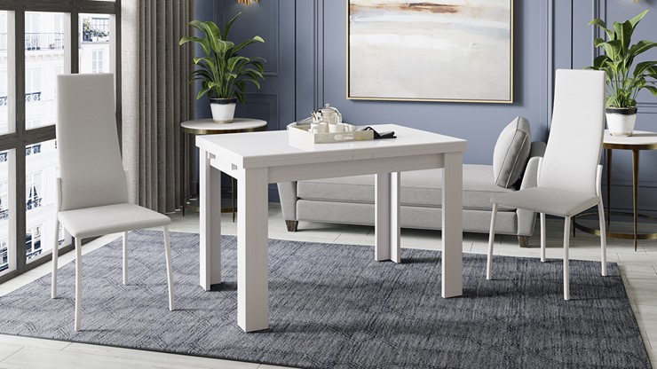 Кухонный раздвижной стол Норман тип 1, цвет Белый/Стекло белый глянец в Сургуте - изображение 3