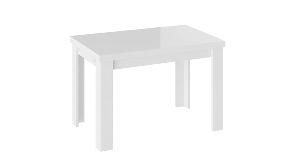 Кухонный раздвижной стол Норман тип 1, цвет Белый/Стекло белый глянец в Радужном - изображение