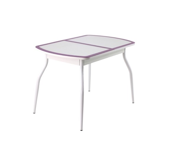 Кухонный раскладной стол ПГ-01 СТК, белый/фиолетовый/крокодил белый/белый в Лангепасе - изображение 1