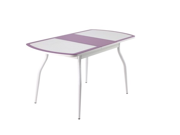 Кухонный раскладной стол ПГ-01 СТК, белый/фиолетовый/крокодил белый/белый в Урае - изображение