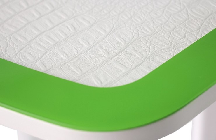 Кухонный раскладной стол ПГ-01 СТК, белый/зеленый/крокодил белый/белый в Лангепасе - изображение 1